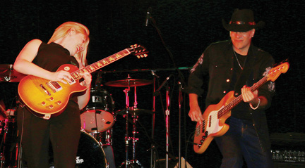 Joanne Shaw Taylor and Paul Lamb get 'er riff at Blues at the Bow on Saturday evening.