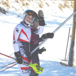 All smiles as these two young Alpine competitors take in some recreational skiing between heats at Hidden Valley Ski Resort.